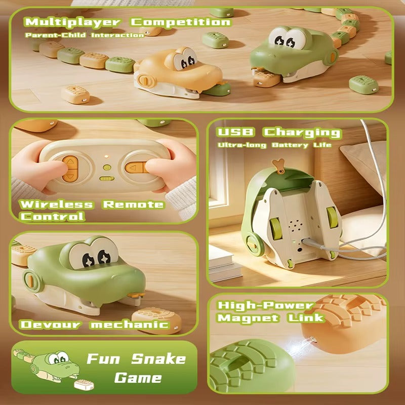RC Magnetic Greedy Snake Toy for Kids – Remote Control Electric Snake with Sound Effects, Fun Interactive